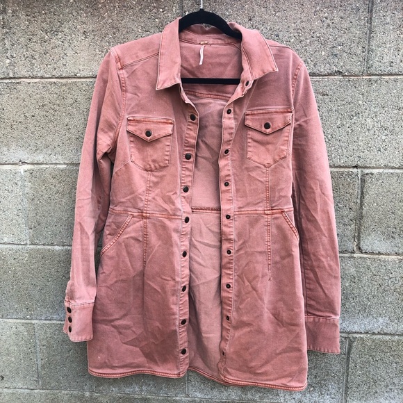 FREE PEOPLE Gorgeous Dust Pink Front Snap Jacket - Picture 2 of 16